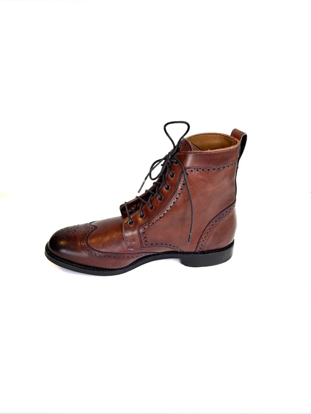 Allen Edmonds Port Washington Burgundy Leather Brogue Wingtip Ankle Boots Sz 10D
